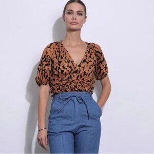 Karina Grimaldi Saturina Print Blouse size XS